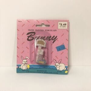 vintage 90s porcelain bunny miniature figure 2 inch beachwood ltd hand‎ painted